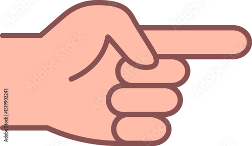 Finger-pointing icon in line and fill style.