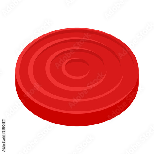 Red draughts or checkers game piece in realistic side on vector style