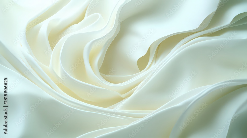 Fototapeta premium Abstract Creamy White Fabric Texture with Soft Swirling Folds
