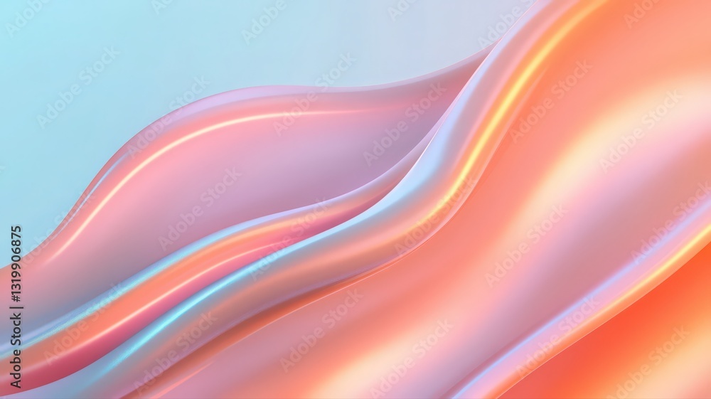 Fototapeta premium Abstract Pink and Orange Flowing Shapes on Blue Background