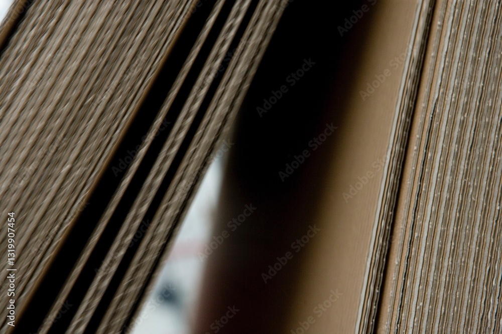 Cardboard industry. Producing cardboard in a factory. Stacked cardboard layers. Paper industry. Stacks