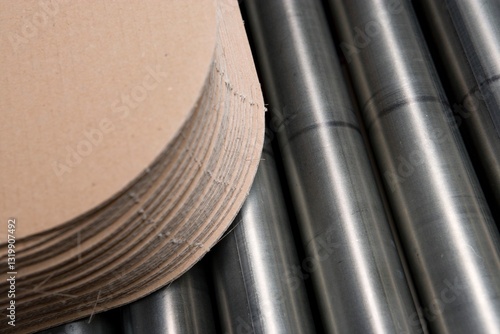 Obraz na płótnie Cardboard industry. Producing cardboard in a factory. Stacked cardboard layers. Paper industry. Stacks w salonie