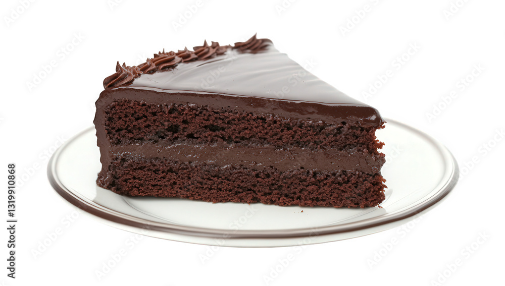 a slice of rich chocolate cake with glossy frosting showcasing layers of moist chocolate sponge and creamy filling presented on a simple white plate ideal for dessert lovers and special occasions a slice of rich chocolate cake with glossy frosting showcasing layers of moist chocolate sponge and creamy filling presented on a simple white plate ideal for dessert lovers and special occasions