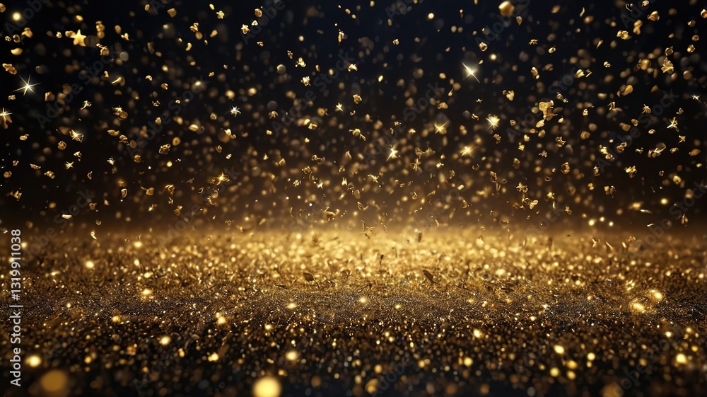 Luxury Gold Glitter Background with Falling Confetti and Glitter Particle Effect Luxury Gold Glitter Background with Falling Confetti and Glitter Particle Effect