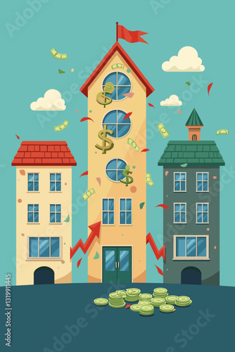 Concept of financial crisis and bankruptcy, illustrating economic downturn and monetary challenges