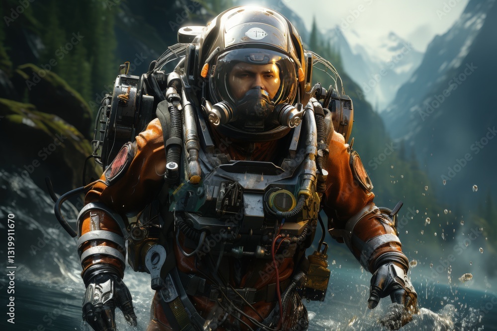A person using a jetpack over water A person using a jetpack over water