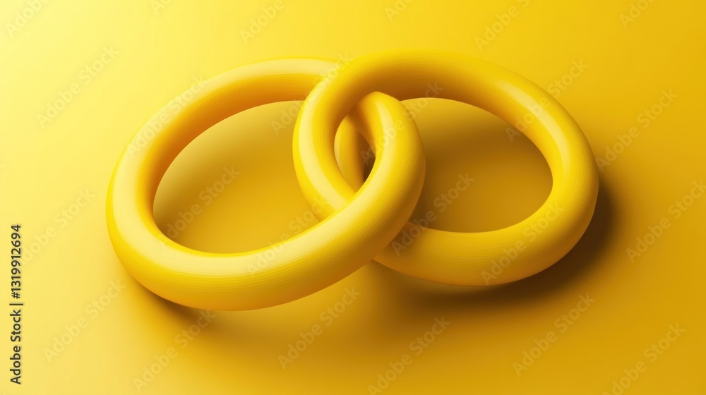 Two interlocking yellow rings on yellow background. Two interlocking yellow rings on yellow background.