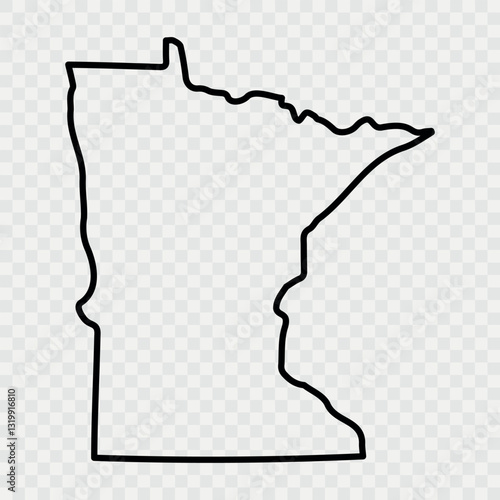 Minnesota Map Black, State Border, United States, US America, Transparent Isolated, Variations. High detailed vector map - Minnesota. Vector icon