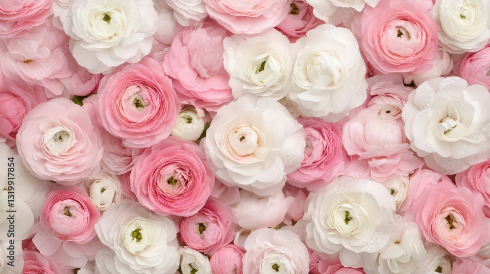 Pink and White Ranunculus Flower Background Texture Pink and White Ranunculus Flower Background Texture