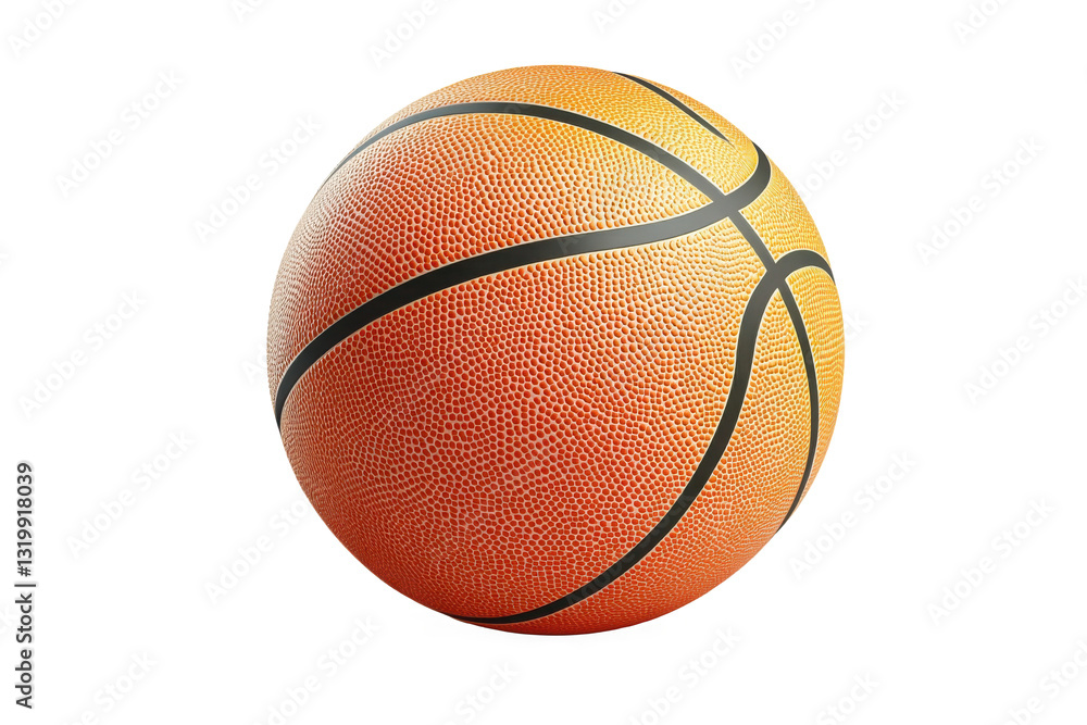 Fototapeta premium Simple basketball icon with curved line patterns and textured surface on Transparent Background