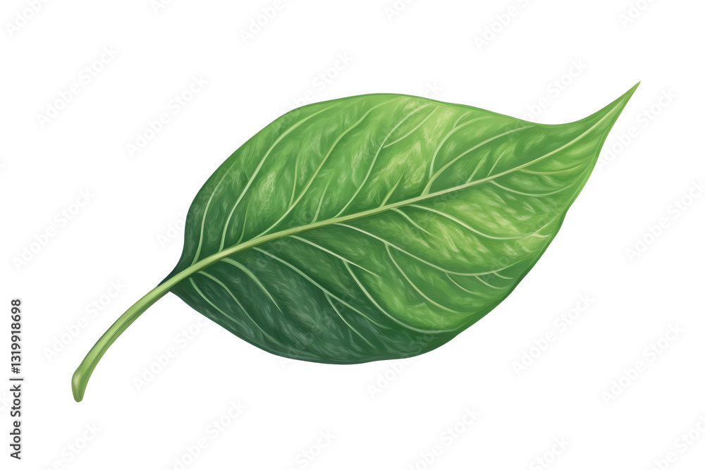 Obraz premium Realistic green leaf with detailed veins and natural texture on Transparent Background