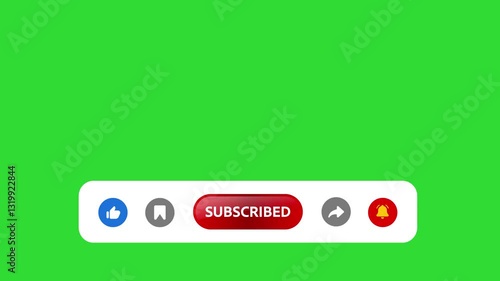 Subscribe Button Animation Green Screen YouTube Like and Bell Icon 4K Video