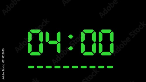 Digital Countdown Timer Animation Green Screen 0 to 15 Seconds 4K Video