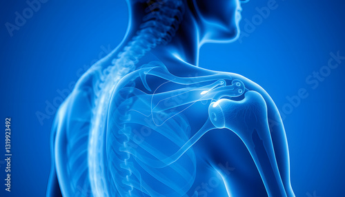 x-ray human shoulder in blue tone , with white tonespng