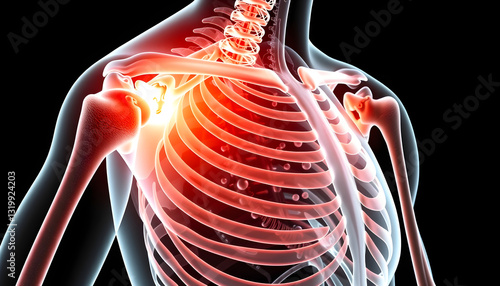 Shoulder X-ray showing bones and joints of the shoulder girdle , with white tonespng photo