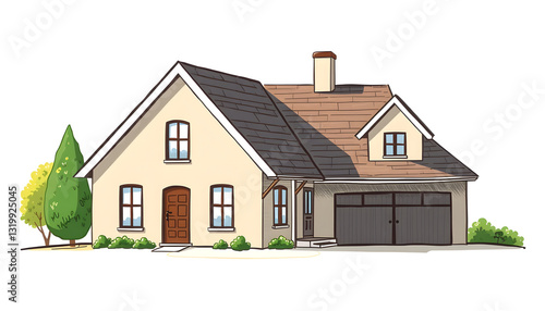 Wallpaper Mural illustration of a house , with white tonespng Torontodigital.ca