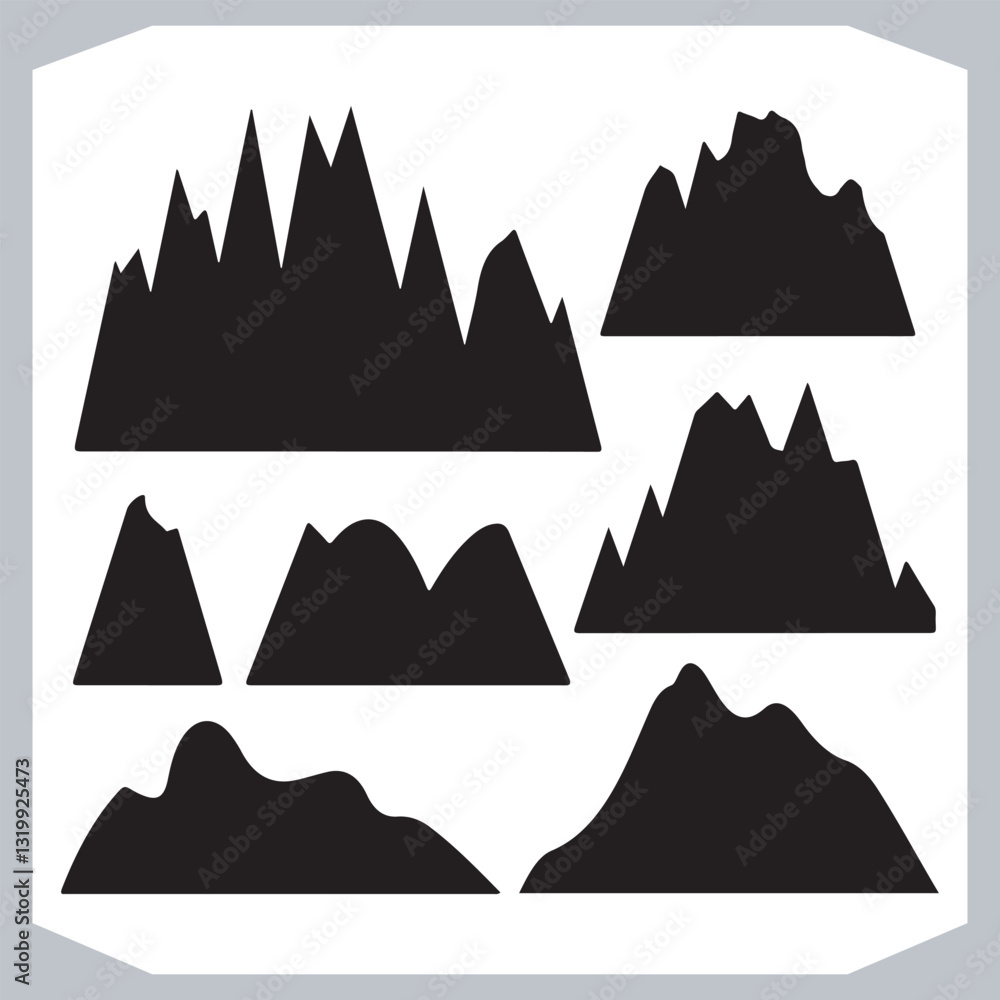 Ultimate Hand Drawn Mountain Silhouette Set for Digital and Print Media