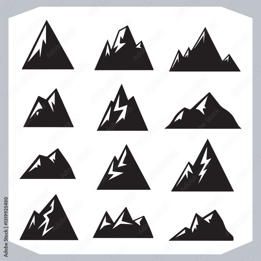 Ultimate Hand Drawn Mountain Silhouette Set for Digital and Print Media
