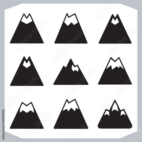 Obraz na płótnie Black and White Mountain Icons Stunning Hand Drawn Art Collection w salonie