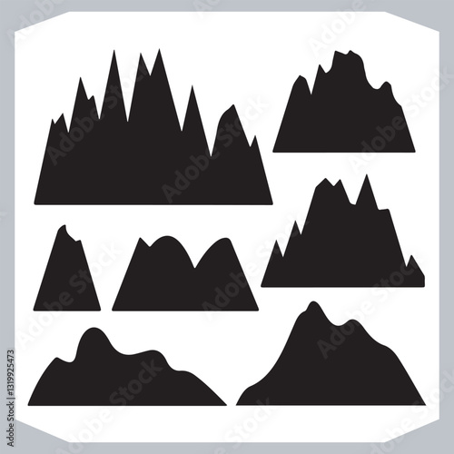 Obraz na płótnie Ultimate Hand Drawn Mountain Silhouette Set for Digital and Print Media w salonie