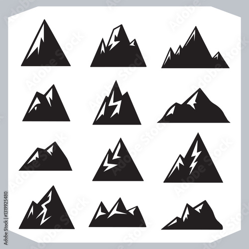 Obraz na płótnie Ultimate Hand Drawn Mountain Silhouette Set for Digital and Print Media w salonie
