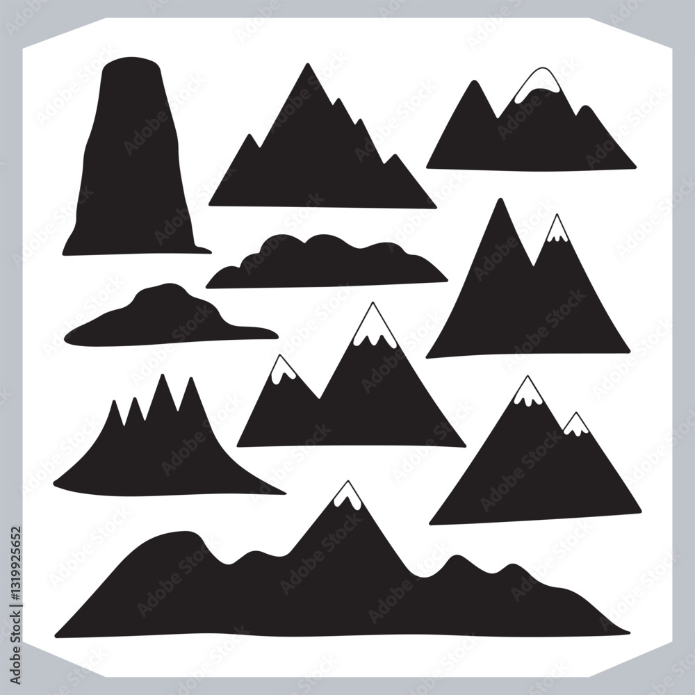 Ultimate Hand Drawn Mountain Silhouette Set for Digital and Print Media