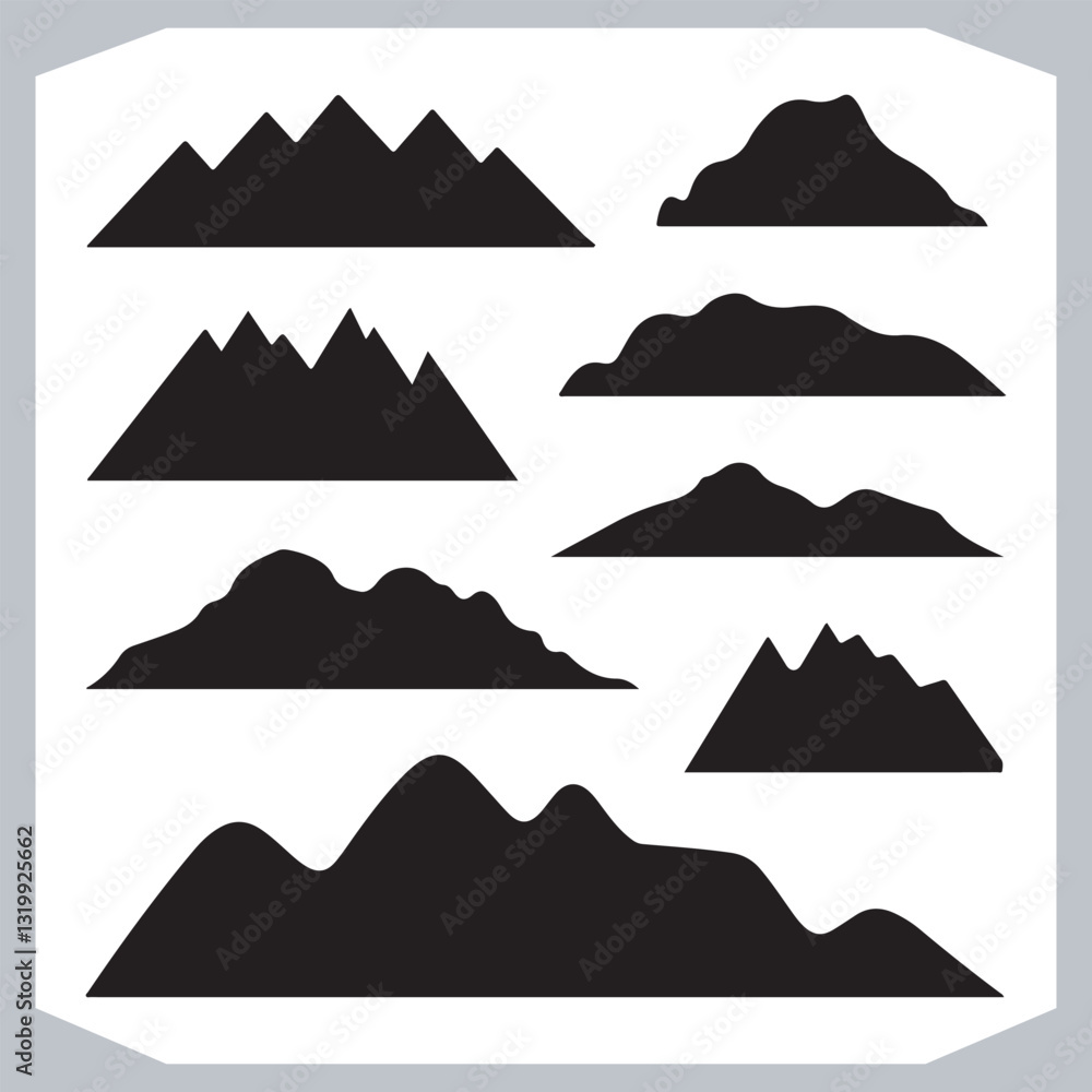 Ultimate Hand Drawn Mountain Silhouette Set for Digital and Print Media