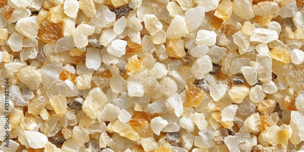Seamless pattern of coarse grains of multi-colored sand, featuring shades of beige, brown, and white Seamless pattern of coarse grains of multi-colored sand, featuring shades of beige, brown, and white