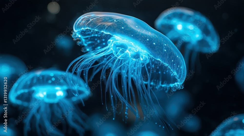 Bioluminescent jellyfish in aquarium Bioluminescent jellyfish in aquarium