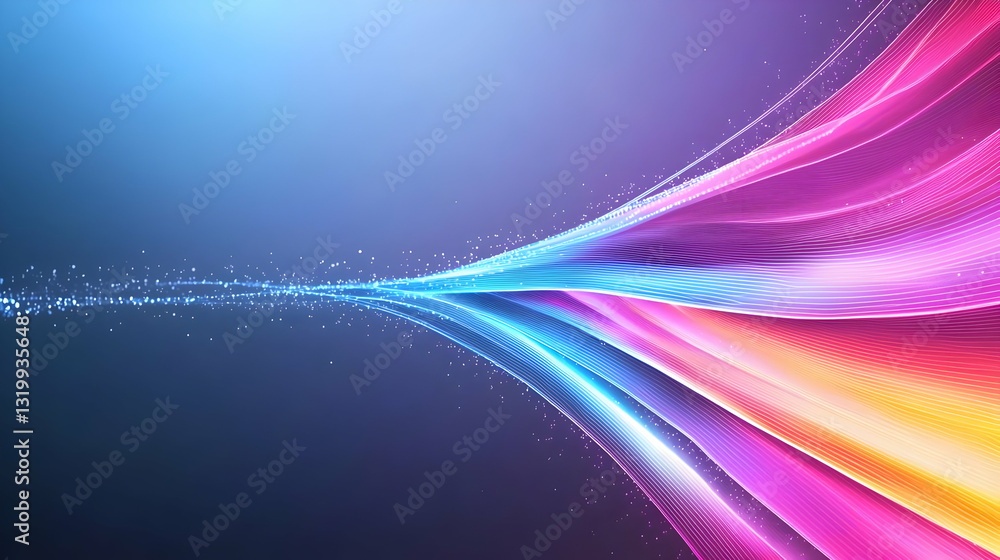 Fototapeta premium Vivid Vibrant Abstract Flowing Wave of Rainbow Light Particles