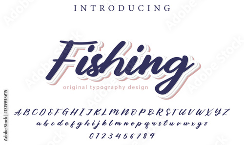 Fishing Font Stylish brush painted an uppercase vector letters, alphabet, typeface