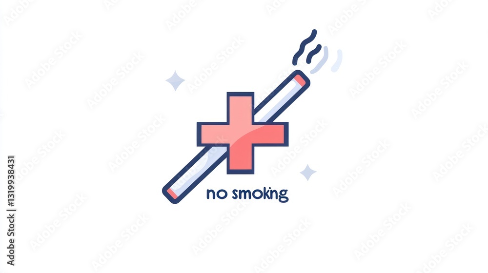Fototapeta premium No Smoking Icon with Cigarette and Cross Symbol for Health Awareness Campaigns