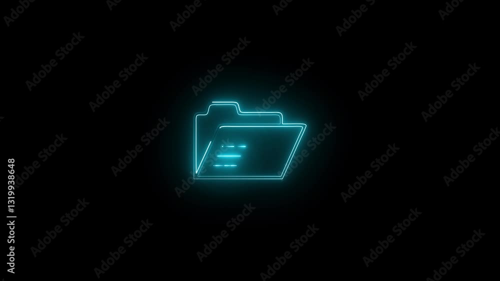 File transfer icon, document file shearing concept. Exchange file icon simple logotype animation. Glowing neon File Upload icon isolated on black background. 4k video.