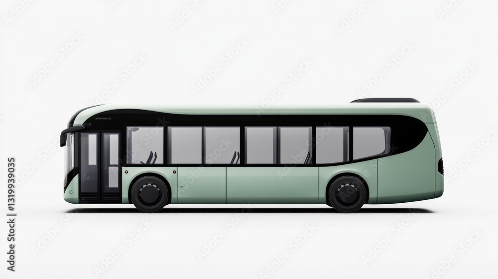 Modern Electric Bus Design on White Background Sustainable Transportation Concept Modern Electric Bus Design on White Background Sustainable Transportation Concept