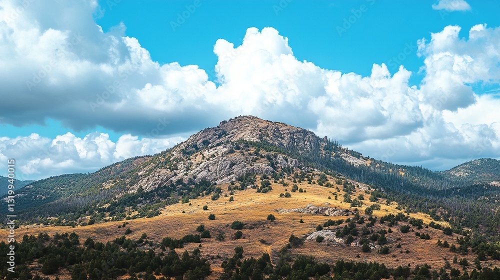 Majestic Mountain Landscape under a Blue Sky Majestic Mountain Landscape under a Blue Sky