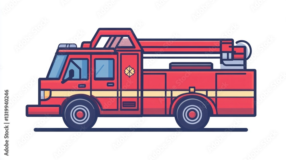 Illustration of a vibrant red emergency vehicle with detailed features ideal for rescue and sa Illustration of a vibrant red emergency vehicle with detailed features ideal for rescue and sa
