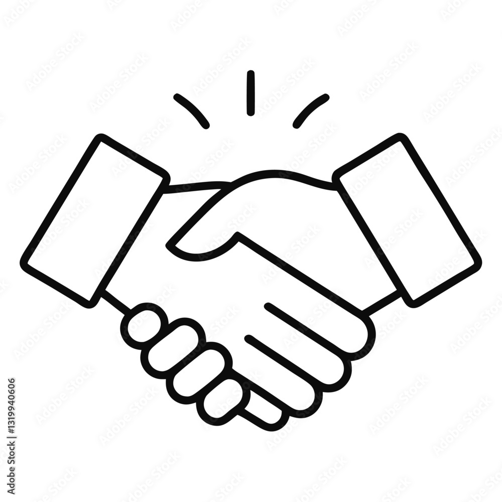 Business Agreement Handshake Line Art Icon - Vector Illustration for Apps & Websites, Business handshake line art icon—vector clipart for apps, websites, contracts, and partnerships. Business Agreement Handshake Line Art Icon - Vector Illustration for Apps & Websites, Business handshake line art icon—vector clipart for apps, websites, contracts, and partnerships.