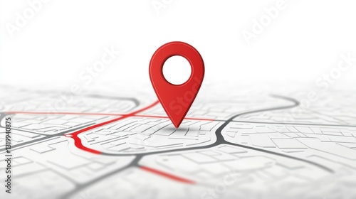 GPS Location Pin Highlighting a Route on a Map