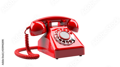 Classic Red Rotary Phone Vintage Telephone Communication Device old call dial retro shiny black