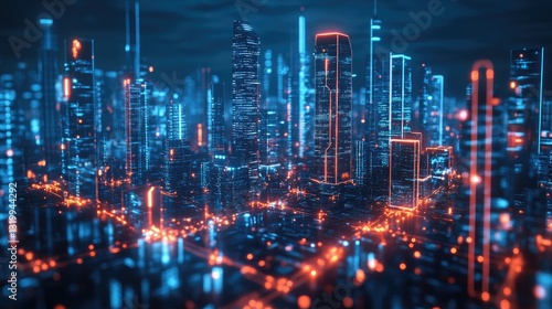 Wallpaper Mural Cyberpunk Metropolis, Digital Cityscape at Night Torontodigital.ca