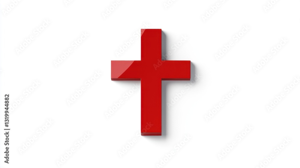 A bold red cross symbol standing out against a clean white background ideal for religious spi A bold red cross symbol standing out against a clean white background ideal for religious spi
