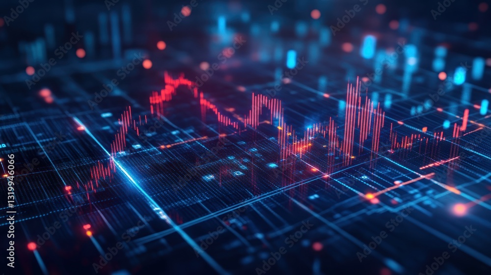 Abstract digital data visualization with graphs and lights Abstract digital data visualization with graphs and lights
