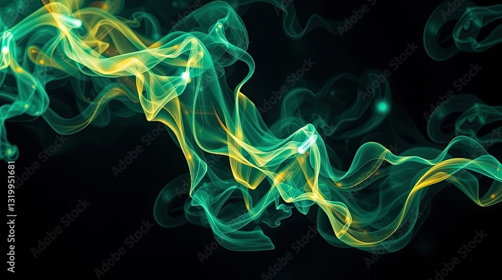 custom made wallpaper toronto digitalSwirling green and yellow smoke blends beautifully in a dark setting showcasing an abstract design that evokes fluid motion and artistic expression