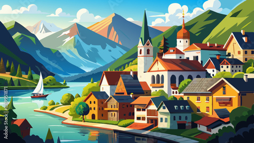 Scenic View Of Hallstatt Village, Austria