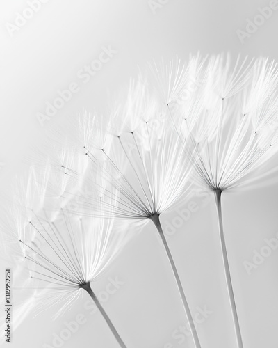 A close-up macro shot of a dandelion seed head.