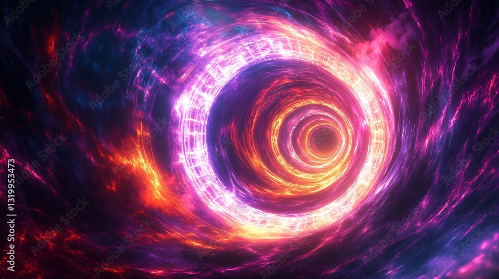 Surreal portal made of glowing fractal rings warping space and time as it shifts between realities pastel neon style Surreal portal made of glowing fractal rings warping space and time as it shifts between realities pastel neon style