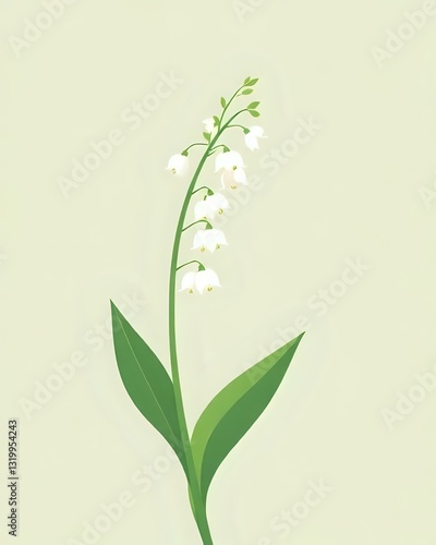 illustration vectorielle d'une branche de muguet qui pousse dans la terre 