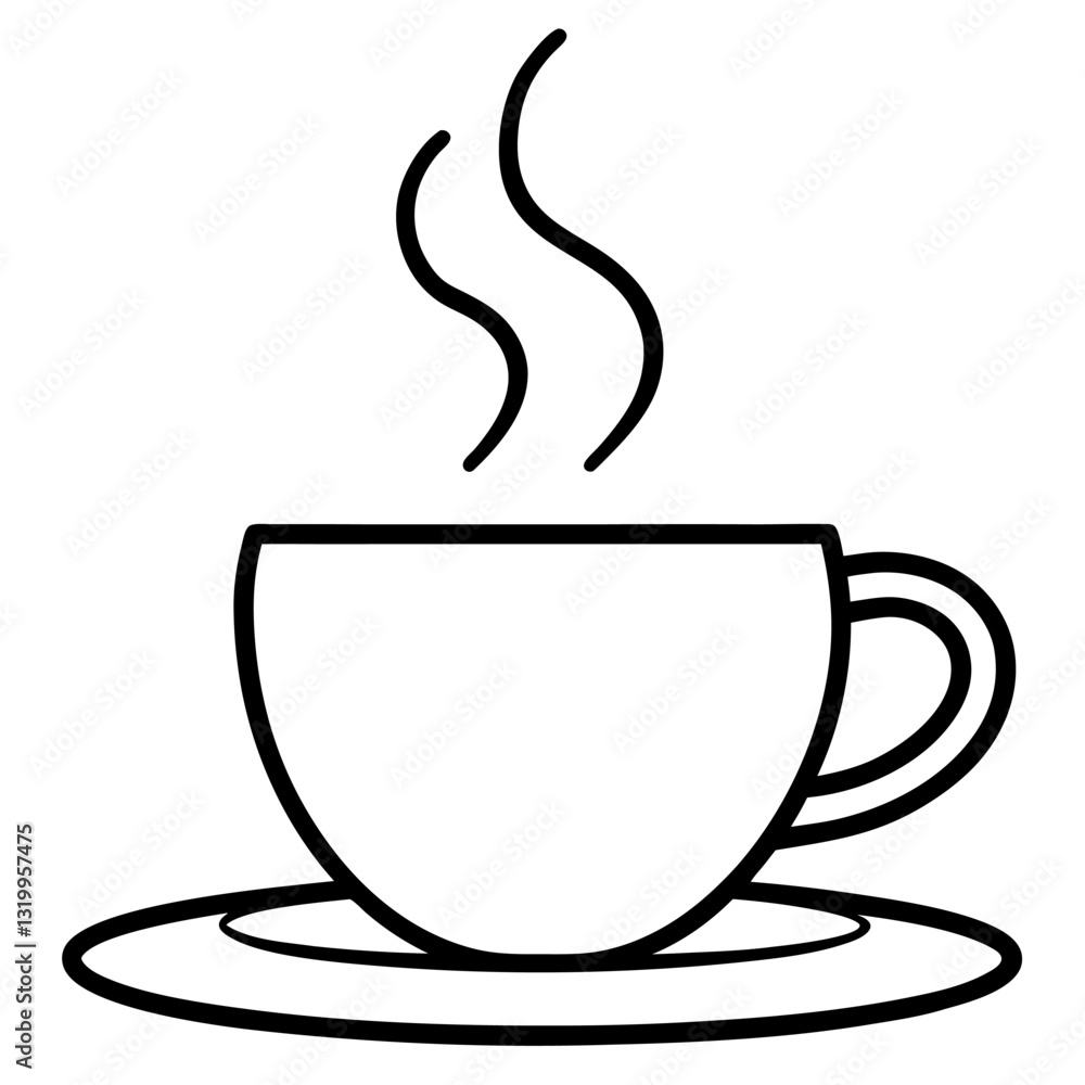 Coffee Cup Icon Vector | Line Art Sign | White Background Illustration | Clipart & Cartoon, Coffee cup icon vector in line art style, perfect for branding, clipart, and minimalist design. Coffee Cup Icon Vector | Line Art Sign | White Background Illustration | Clipart & Cartoon, Coffee cup icon vector in line art style, perfect for branding, clipart, and minimalist design.