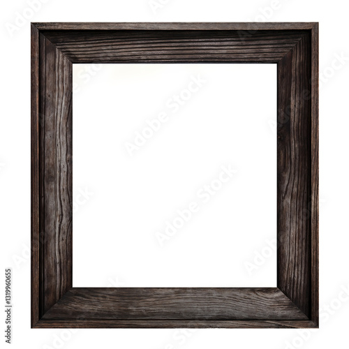 Rustic wood frame isolated on a white or transparent background.