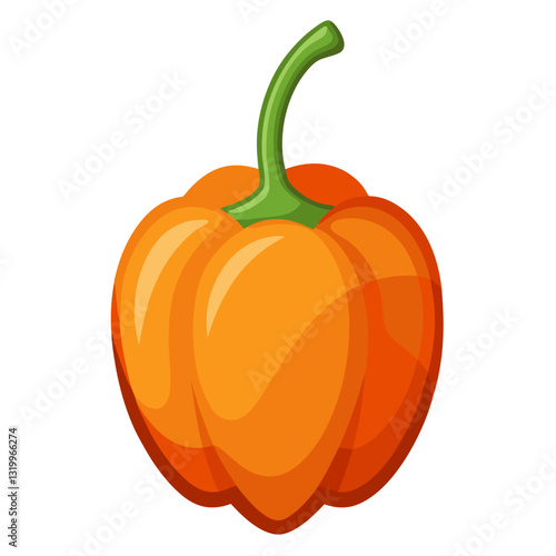 Vector Habanero Illustration - Cartoon, Clipart, and Line Art Design with White Background, High-quality vector habanero design in cartoon, clipart, and line art styles with a white background